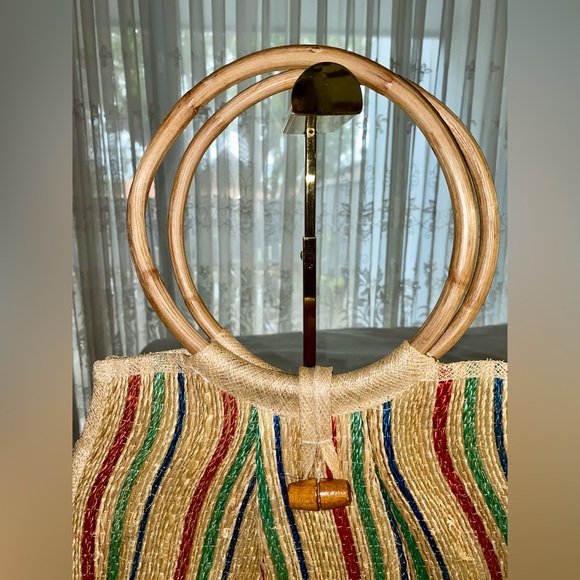 MISTER ERNEST - NWOT/Vintage - Handmade Woven Straw Multicolor Tote - Picture 6 of 8